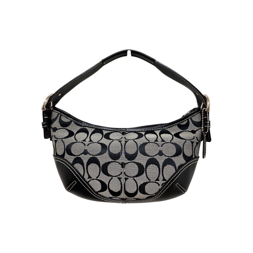Coach Soho Signature Hobo Shoulder Bag Black Grey Jacquard 6351